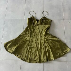 Olive Green Satin Dress